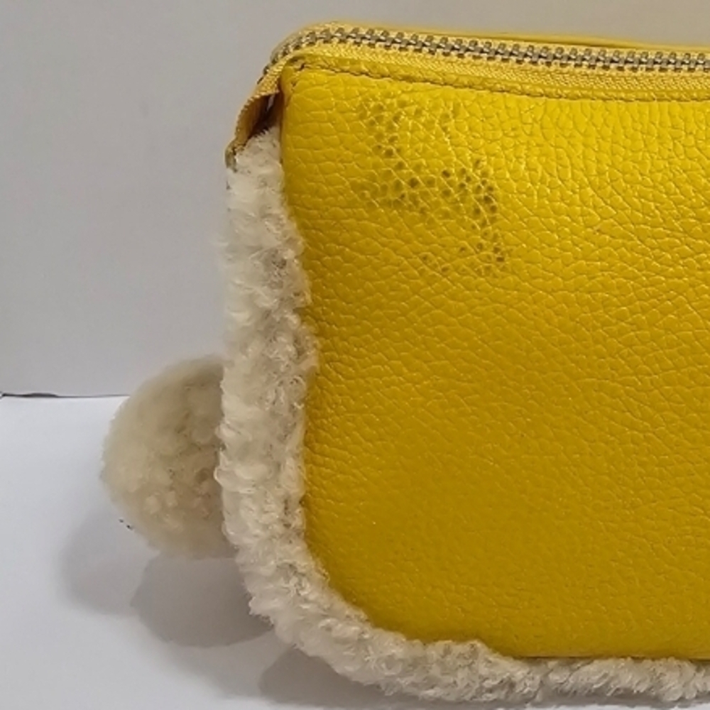 NWT Coach Yellow Pebbled Leather Mini Bag Shearling Quiet Luxury Summer Boho - Picture 10 of 10